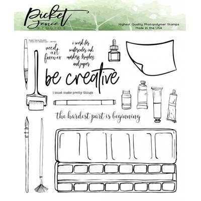 Picket Fence Studios Clear Stamps -  I Work For Watercolor